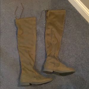 Over the knee olive boots